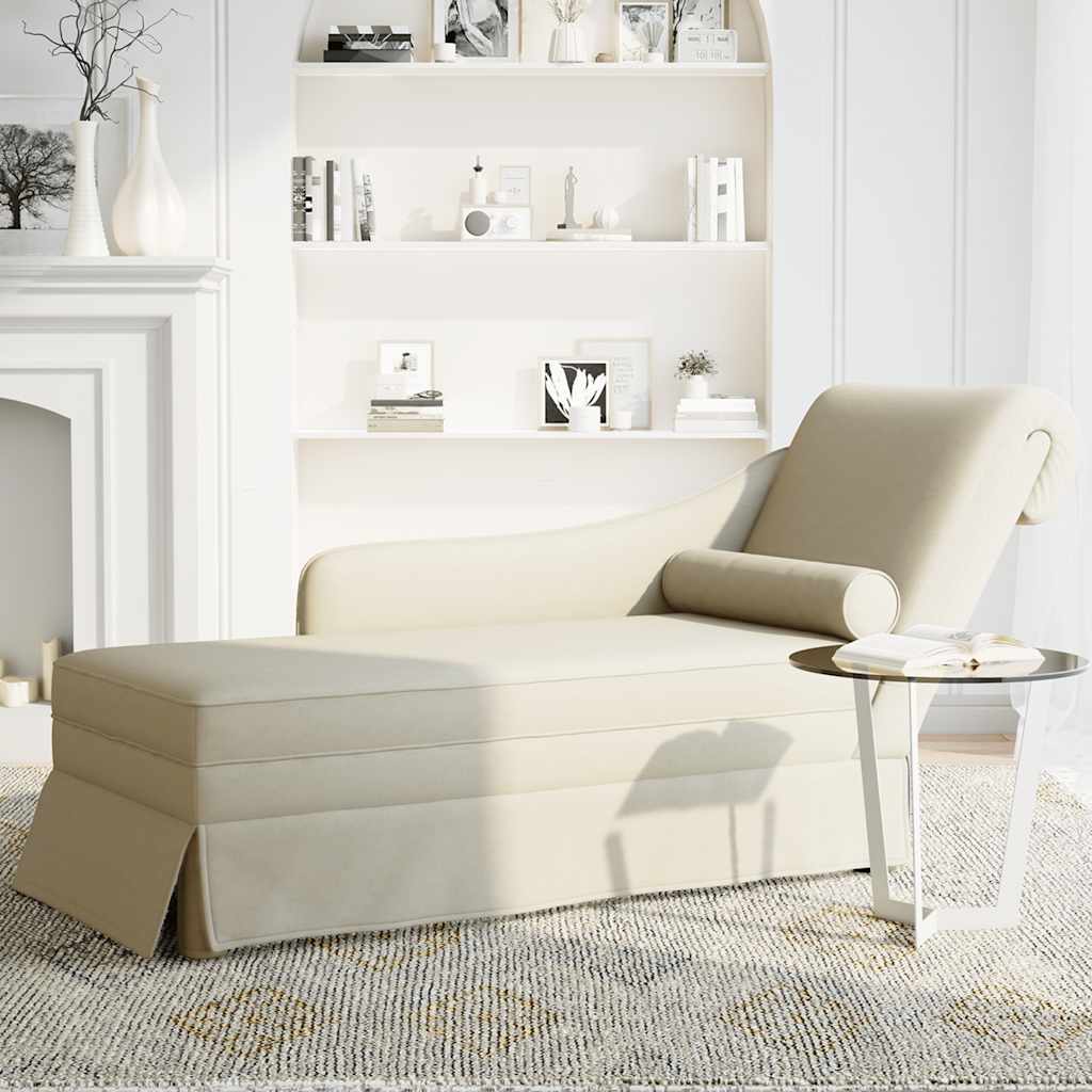 Chaise lounge c/ reforço/apoio de braços direito veludo creme