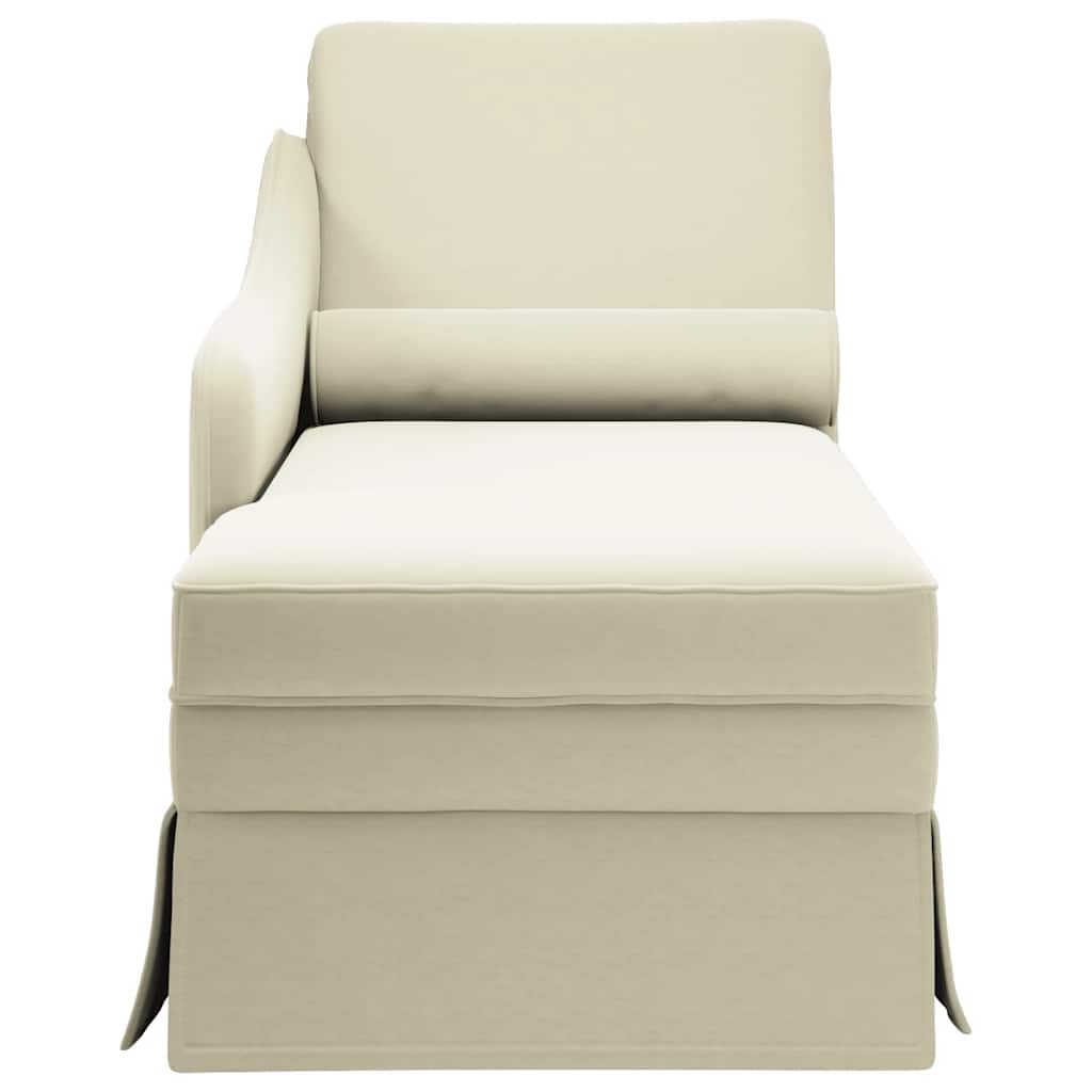 Chaise lounge c/ reforço/apoio de braços direito veludo creme
