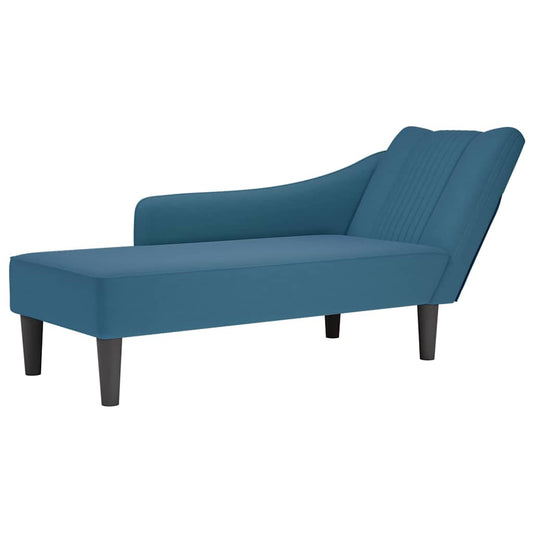 Chaise-longue com apoio de braço direito veludo azul