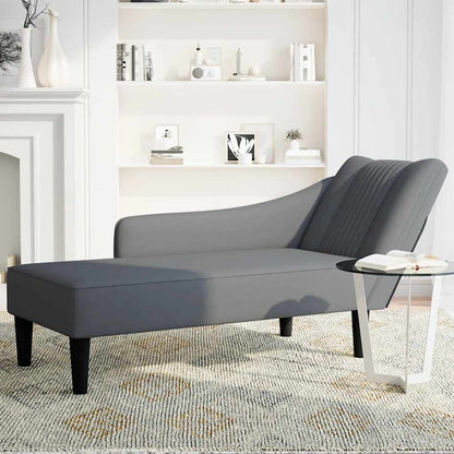 Chaise Lounge com apoio de braço direito veludo cinzento escuro