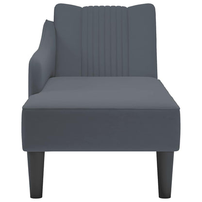 Chaise Lounge com apoio de braço direito veludo cinzento escuro