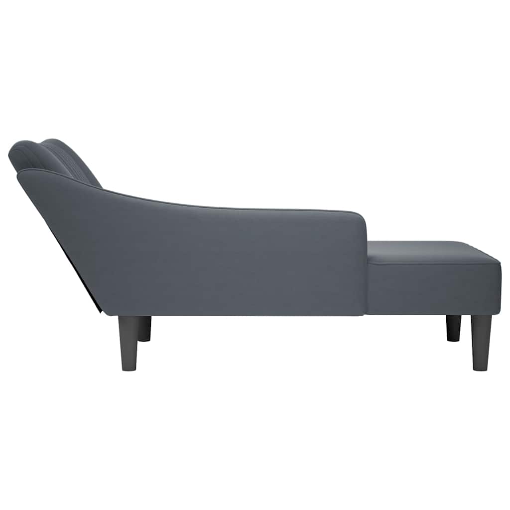 Chaise Lounge com apoio de braço direito veludo cinzento escuro