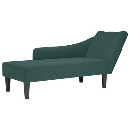 Chaise-longue com apoio de braço direito veludo verde escuro