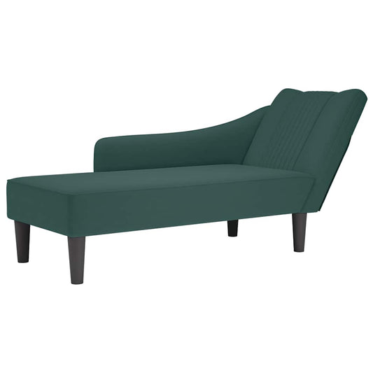 Chaise-longue com apoio de braço direito veludo verde escuro
