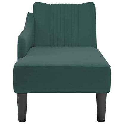 Chaise-longue com apoio de braço direito veludo verde escuro