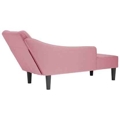 Chaise-longue com apoio de braço direito veludo rosa