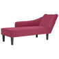 Chaise-longue com apoio de braço direito vinho tinto veludo