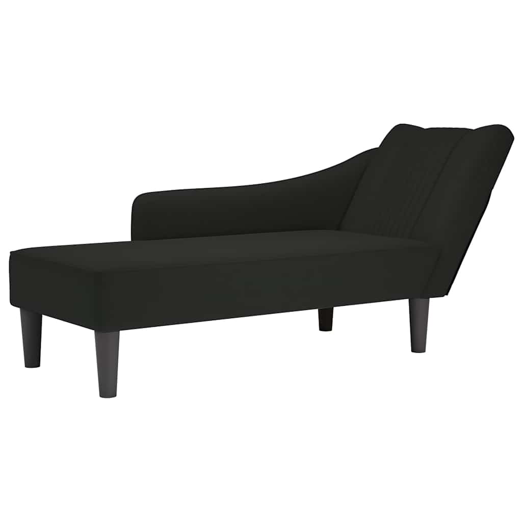 Chaise-longue com apoio de braço direito veludo preto