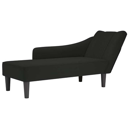 Chaise-longue com apoio de braço direito veludo preto