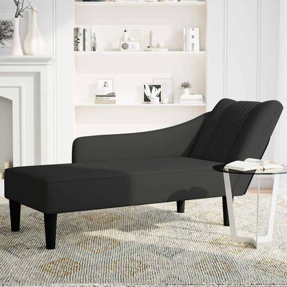 Chaise-longue com apoio de braço direito veludo preto