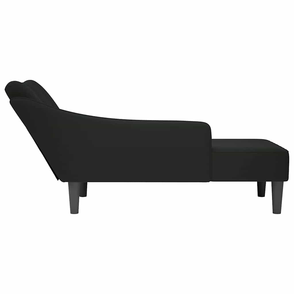 Chaise-longue com apoio de braço direito veludo preto