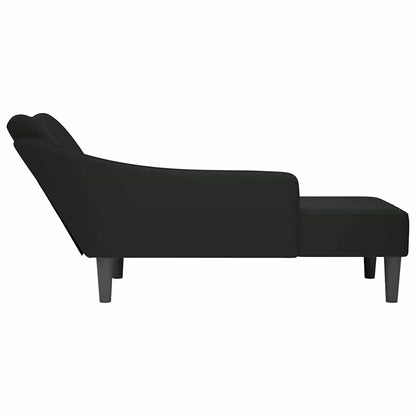 Chaise-longue com apoio de braço direito veludo preto