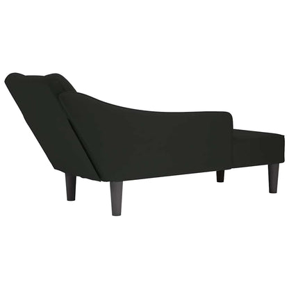 Chaise-longue com apoio de braço direito veludo preto
