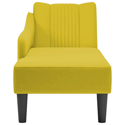 Chaise-longue com apoio de braço direito veludo amarelo