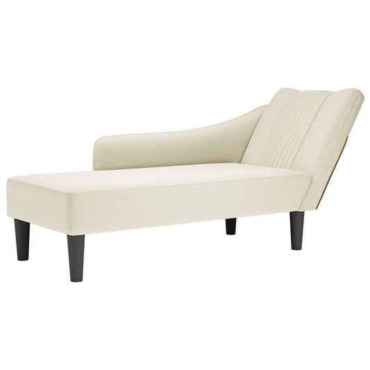 Chaise-longue com apoio de braço direito veludo creme