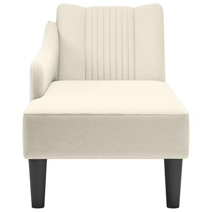 Chaise-longue com apoio de braço direito veludo creme