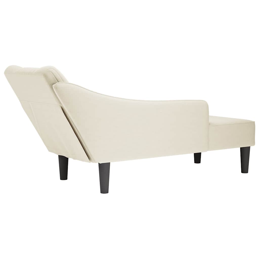 Chaise-longue com apoio de braço direito veludo creme