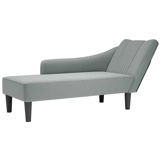 Chaise lounge com apoio de braço direito em tecido cinza claro