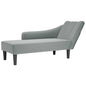 Chaise lounge com apoio de braço direito em tecido cinza claro
