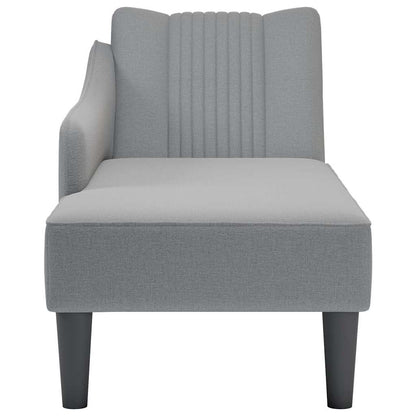 Chaise lounge com apoio de braço direito em tecido cinza claro
