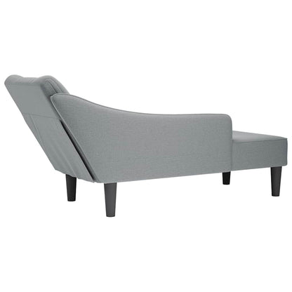 Chaise lounge com apoio de braço direito em tecido cinza claro