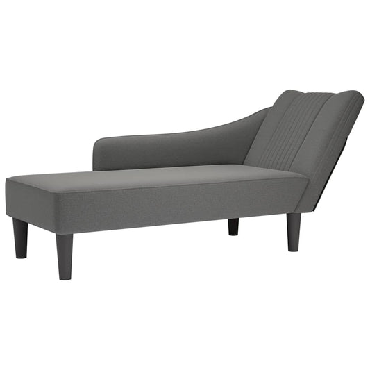 Chaise lounge com apoio de braço direito em tecido cinza escuro