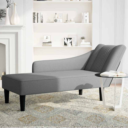 Chaise lounge com apoio de braço direito em tecido cinza escuro