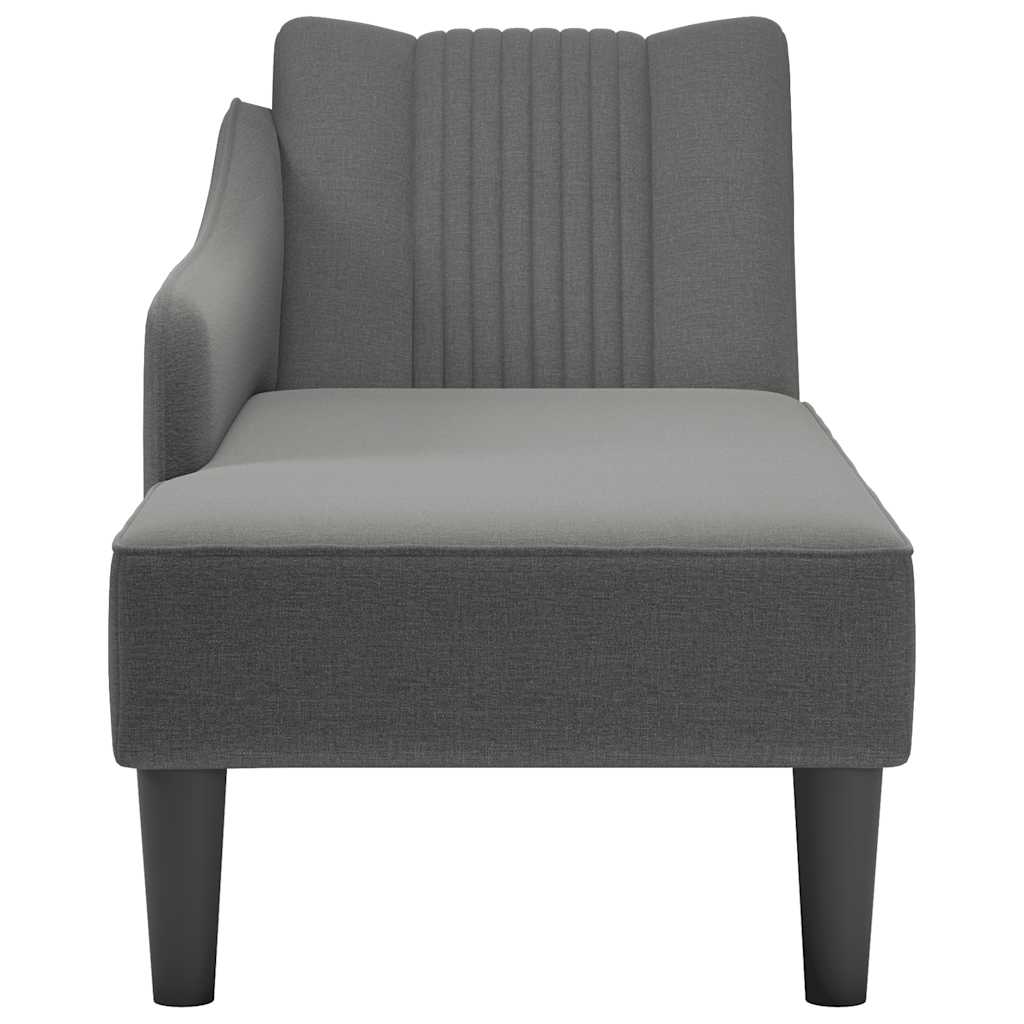 Chaise lounge com apoio de braço direito em tecido cinza escuro