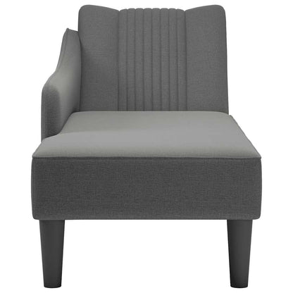 Chaise lounge com apoio de braço direito em tecido cinza escuro