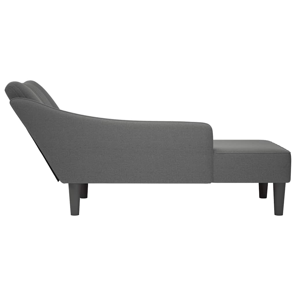 Chaise lounge com apoio de braço direito em tecido cinza escuro