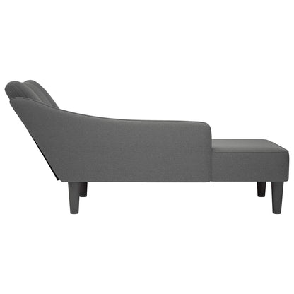 Chaise lounge com apoio de braço direito em tecido cinza escuro