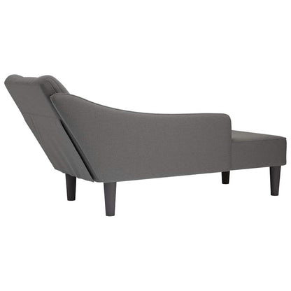 Chaise lounge com apoio de braço direito em tecido cinza escuro