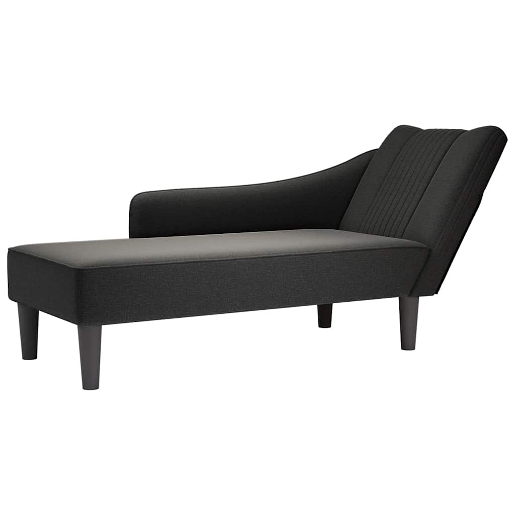 Chaise lounge com apoio de braço direito em tecido preto