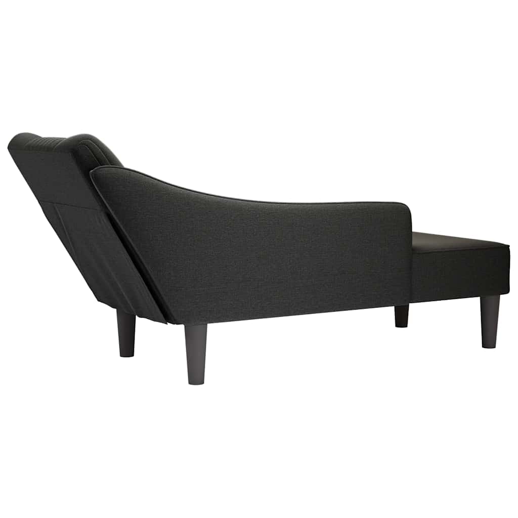 Chaise lounge com apoio de braço direito em tecido preto