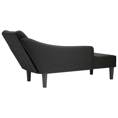 Chaise lounge com apoio de braço direito em tecido preto