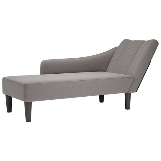 Chaise lounge com apoio de braço direito em tecido cinza