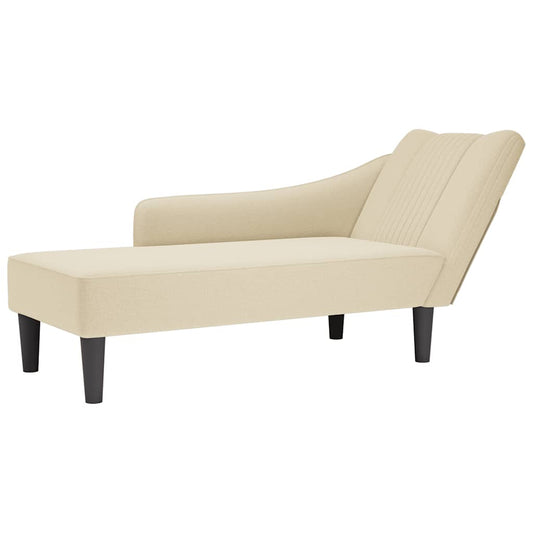 Chaise lounge com tecido creme para apoio de braço direito