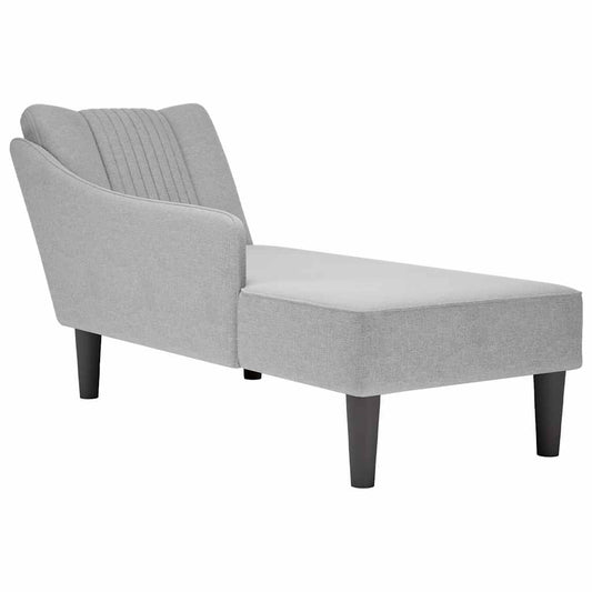 Chaise lounge com apoio de braço direito em tecido cinza nuvem