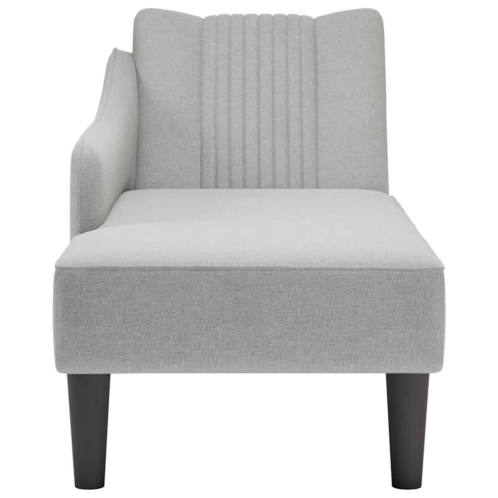 Chaise lounge com apoio de braço direito em tecido cinza nuvem