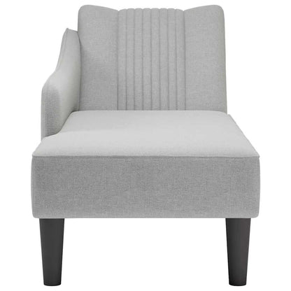 Chaise lounge com apoio de braço direito em tecido cinza nuvem