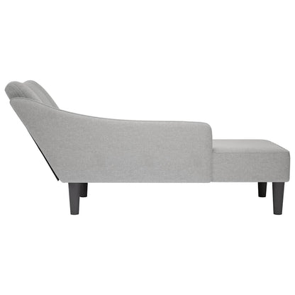Chaise lounge com apoio de braço direito em tecido cinza nuvem