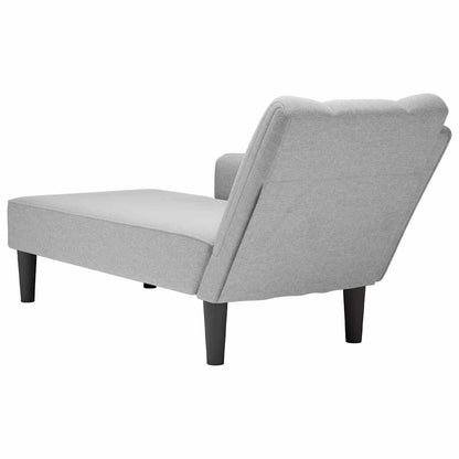Chaise lounge com apoio de braço direito em tecido cinza nuvem