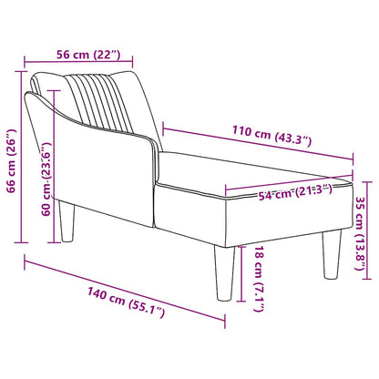 Chaise lounge com apoio de braço direito em tecido cinza nuvem
