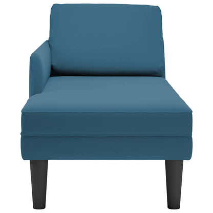Chaise lounge c/ almofada/apoio de braços direito veludo azul
