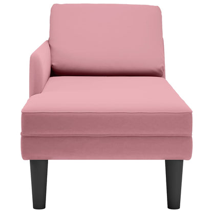 Chaise lounge c/ almofada/apoio de braços direito veludo rosa