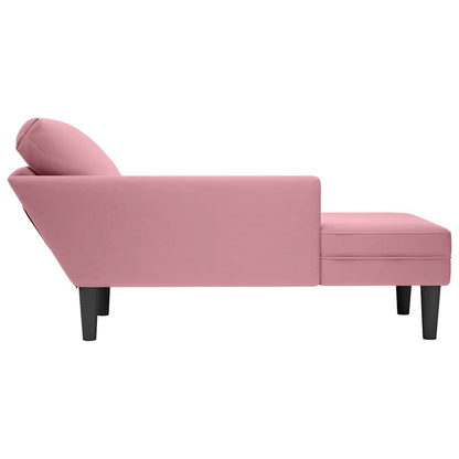 Chaise lounge c/ almofada/apoio de braços direito veludo rosa