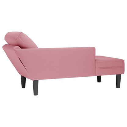 Chaise lounge c/ almofada/apoio de braços direito veludo rosa