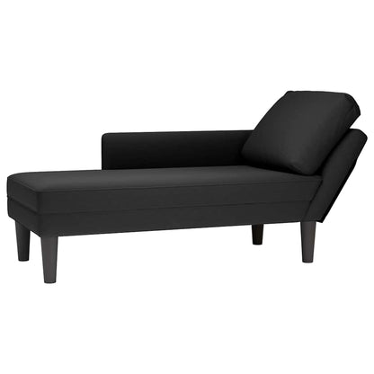 Chaise lounge c/ almofada/apoio de braços direito veludo preto