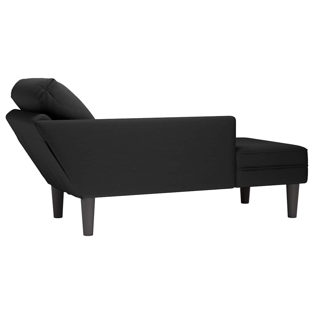 Chaise lounge c/ almofada/apoio de braços direito veludo preto