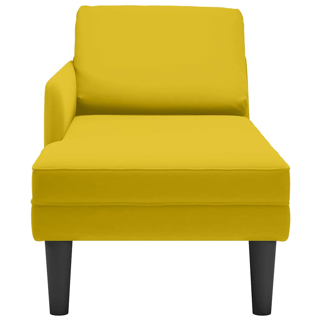 Chaise lounge c/almofada/apoio de braços direito veludo amarelo